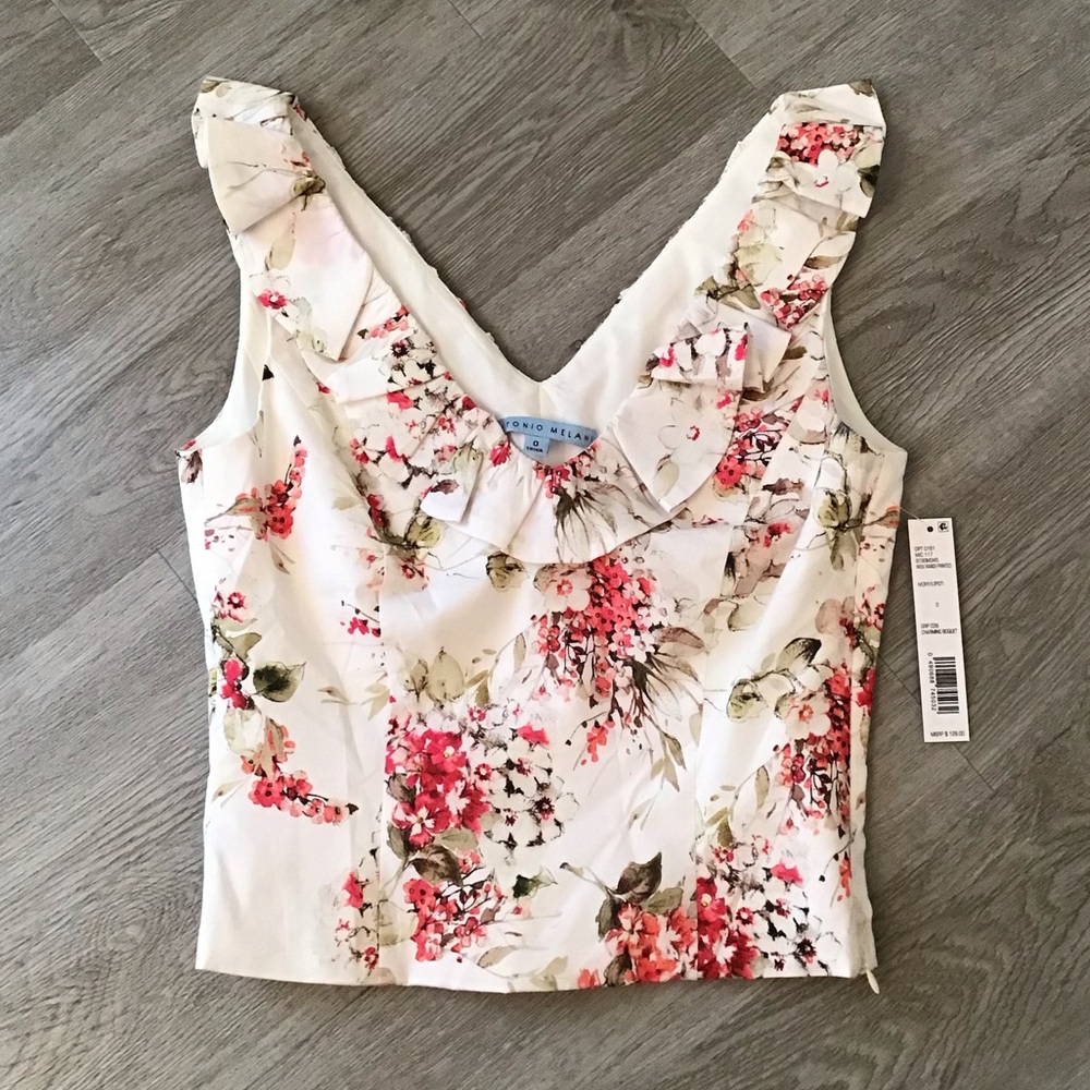 Antonio Melani NWT Ruffled Floral Top - Picture 2 of 7